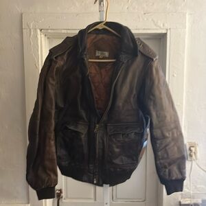 Vintage distressed brown leather jacket